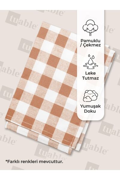 Tuable Kareli Masa Örtüsü Kahverengi 160x220cm