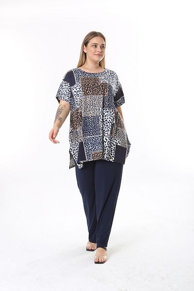 XL Modam Σετ τουνίκ και παντελόνι από Lycra Viscose Plus Size - Εκτυπωμένο