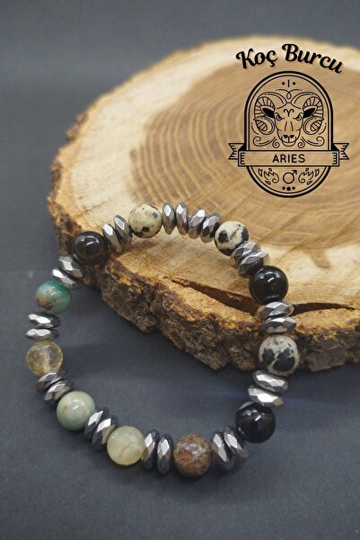 Balzamin Design Aries Zodiac Handmade Natural Stone Bracelet Citrine Jasper A...
