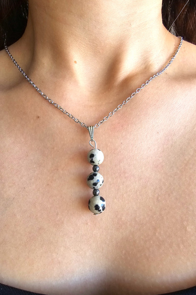 NBS Beautiful Naturel Stones جاسبر الحجر الطبيعي - قلادة حقيقية (الإيجابية وف...