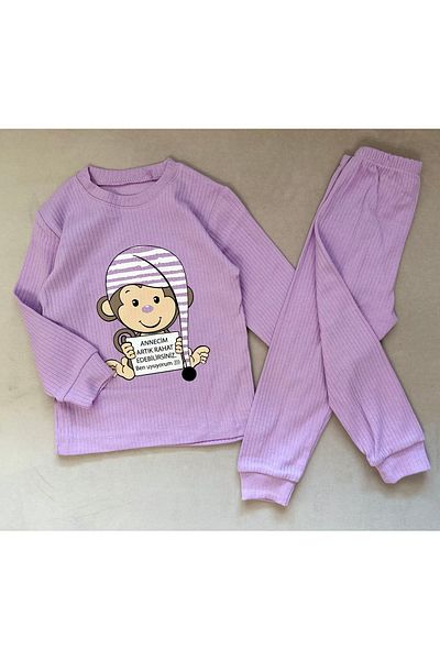 SANTRALBEBE Monkey Patterned Children's Pajama Set