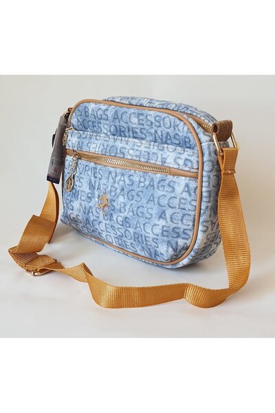 Nas Bag 1315 Model Nas Bag Kot Camel Renk Yazılı Kadın Omuz Çantası