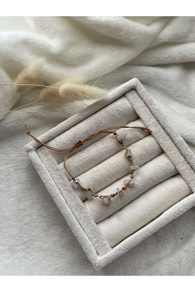 PelvedDesign Morganit kırık taş el yapımı ip bileklik & halhal