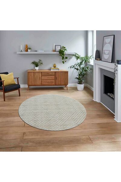 Hey Home Dijital Baskılı Kaymaz Yıkanabilir Sade Desen Yuvarlak Mutfak Salon ...