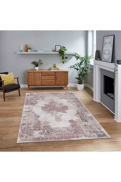 Hey Home Dijital Baskılı Kaymaz Taban Yıkanabilir Klasik Desen Yolluk Salon H...