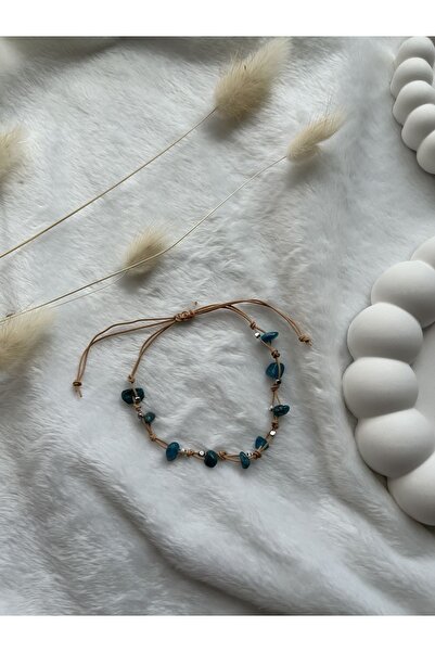 PelvedDesign Apatit Doğal Taş Halhal/bileklik Ayarlanabilir Ip