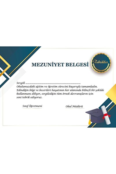 şahane parti Mezuniyet Belgesi Yeni Model 30 Adet A5 Boyut