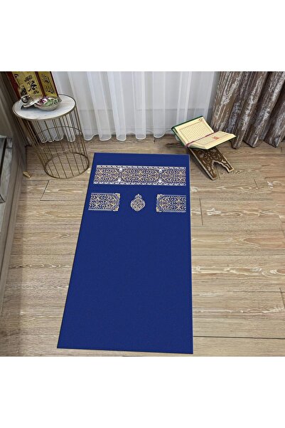 Hey Home سجادة صلاة مطبوعة رقمية قابلة للغسل، V-SECCADE-46-BLUE