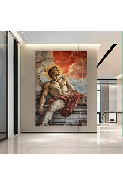 EMİLART Soyut Rönesans Ortamı Güneş Tanrısı Renkli Hd Kalite Kanvas Tablo