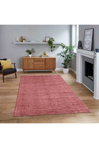 Dijital Baskılı Kaymaz Taban Yıkanabilir Sade Desen Yolluk Mutfak Salon Halısı, V-SADE-31-PEMBE,