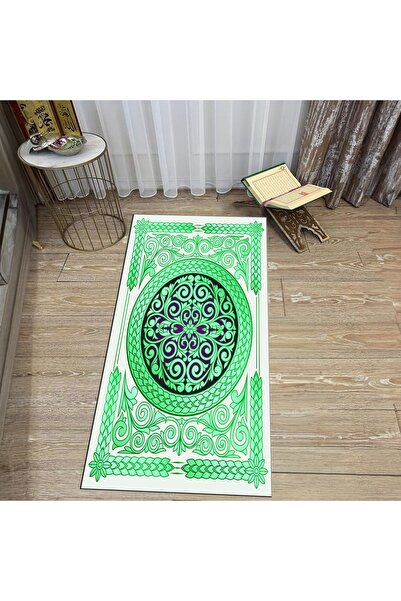 Hey Home سجادة صلاة للصلاة مطبوعة رقمية قابلة للغسل، V-SECCADE-37-GREEN