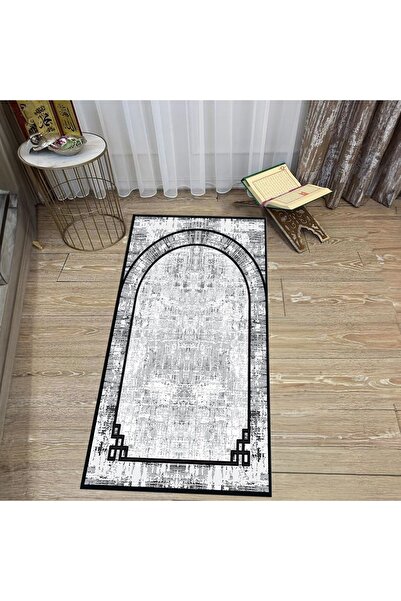 Hey Home سجادة صلاة للصلاة مطبوعة رقمية قابلة للغسل، V-SECCADE-39-GREY