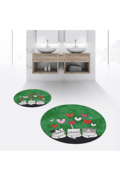 Hey Home طقم مرحاض دائري مزدوج للحمام مطبوع رقميًا وغير قابل للانزلاق وقابل ل...