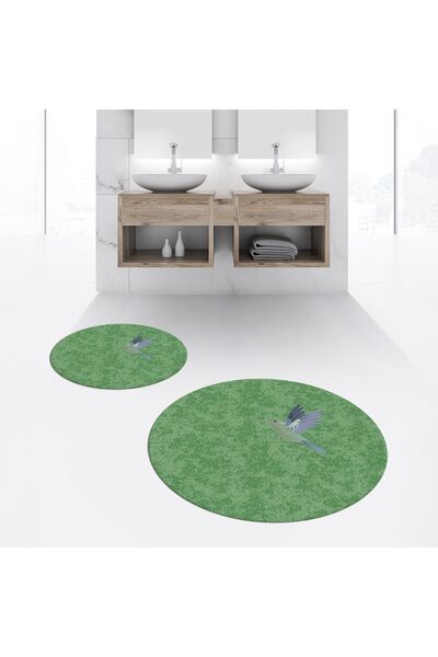 Hey Home طقم مرحاض دائري مزدوج للحمام مطبوع رقميًا وغير قابل للانزلاق وقابل ل...