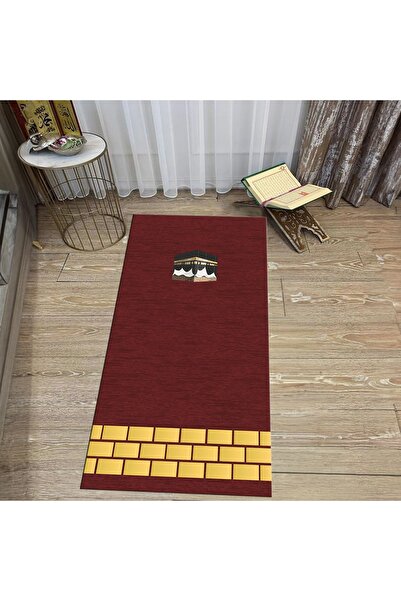 Hey Home سجادة صلاة هدية مطبوعة رقمية قابلة للغسل، V-SECCADE-45-RED