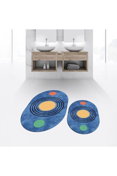 Hey Home قاعدة مطبوعة رقمية غير قابلة للانزلاق قابلة للغسل بيضاوية مزدوجة للح...