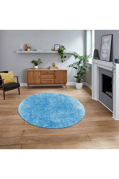 Hey Home Dijital Baskılı Kaymaz Yıkanabilir Sade Desen Yuvarlak Mutfak Salon ...