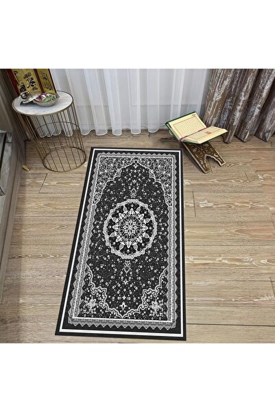 Hey Home سجادة صلاة للصلاة مطبوعة رقمية قابلة للغسل، V-SECCADE-40-GREY