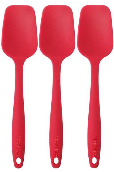 viarella Red Silicone 3-Piece Spoon Set - Heat Resistant, Fireproof and Scratchproof 27cm