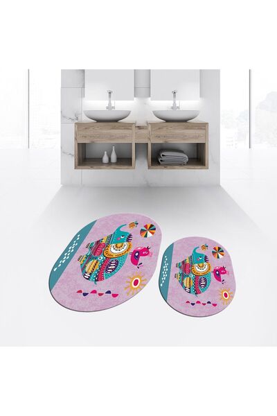 Hey Home قاعدة مطبوعة رقمية غير قابلة للانزلاق قابلة للغسل بيضاوية مزدوجة للح...