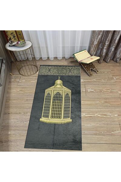 Hey Home سجادة صلاة للصلاة مطبوعة رقمية قابلة للغسل، V-SECCADE-41-GREY