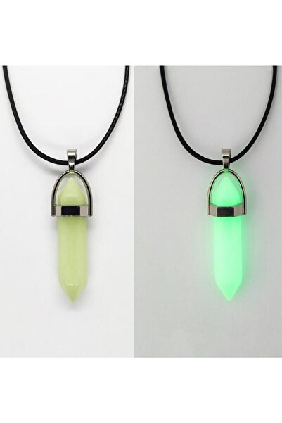 ema Phosphorescent Neon Leather String Green Nail Necklace Changes Color in t...