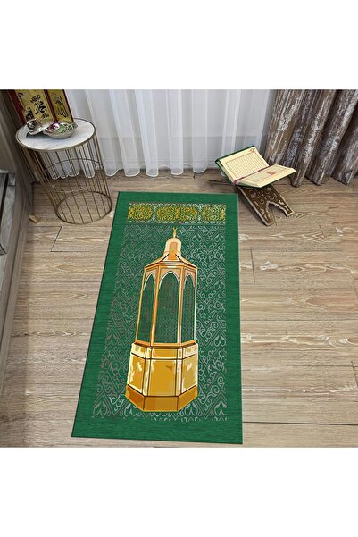Hey Home سجادة صلاة للصلاة مطبوعة رقمية قابلة للغسل، V-SECCADE-43-GREEN