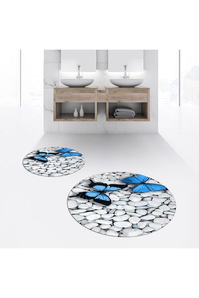 Hey Home طقم مقعد مرحاض دائري مزدوج مطبوع رقميًا وغير قابل للانزلاق وقابل للغ...