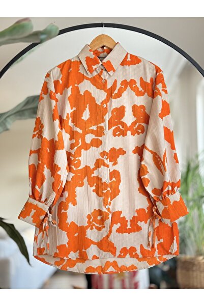 SULTAN BUTİK Patterned Linen Tunic - Sleeve Lace Up