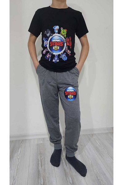 LİN GRUP Brawl Stars Kids Tracksuit Set - Bottom and Top T-Shirt, Cotton