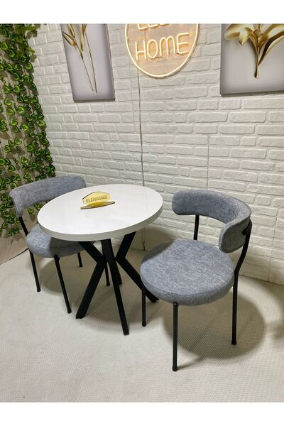 ELEN HOME Mutfak Masası Takımı, Yuvarlak Masa Sandalye 2 Kişilik Yuvarlak Mas...