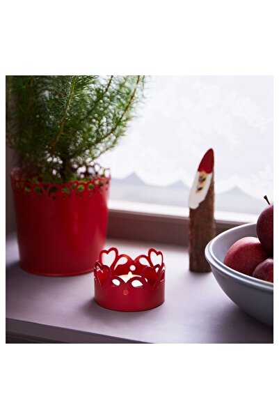 IKEA Yılbaşı Temalı Dekoratif Tealight Mumluk, Kırmızı, 5 Cm