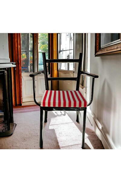 DÜŞLER EV TEKSTİLİ 40*40 Kırmızı Çizgili Sandalye Minderi