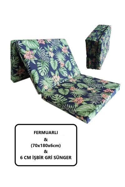 Mor Minder Katlanır Kamp Yatağı Çadır Yatağı 70x180 6 Cm Işbir Gri Kalın Süng...