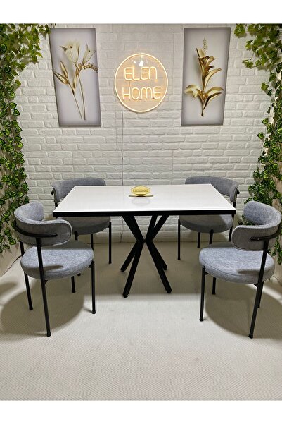ELEN HOME Masa Sandalye Takımı 4 Kişilik Yemek Masası Takımı Mutfak Masası Ta...