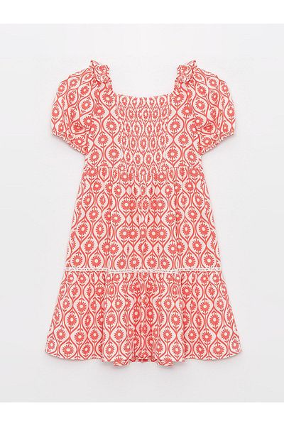 LC Waikiki LCW Kids - Φόρεμα με κοντό μανίκι με τετράγωνη λαιμόκοψη για κορίτσια