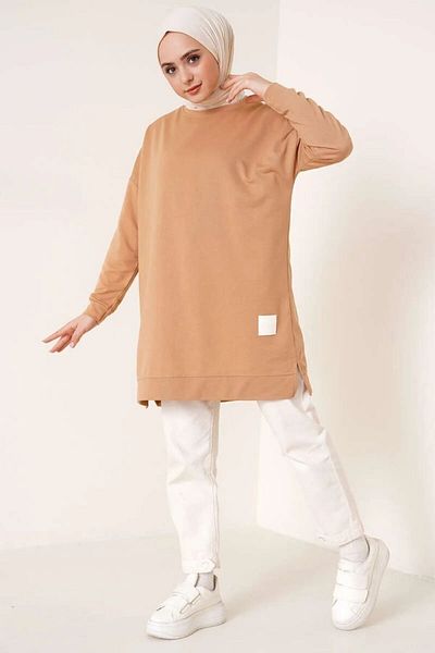 ELFİDA Seasonal Women's Tunic - Loose Crew Neck, Embroidered, Long Sports Model