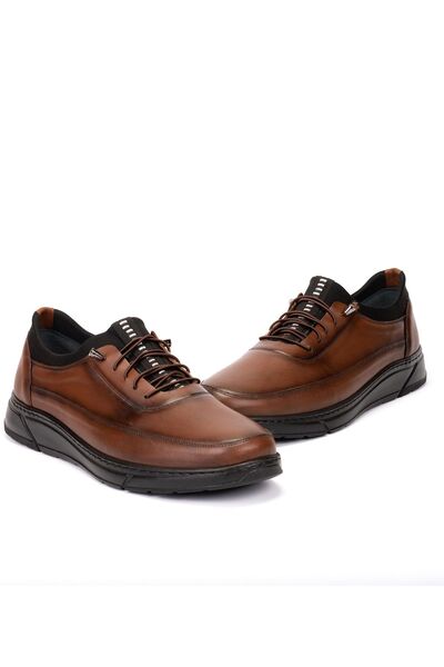 ERN SHOES جلد طبيعي 100% بلون أسمر - أحذية رجالية لتقويم العظام مقاس 45-46-47