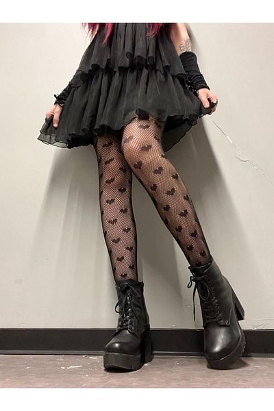 Touz Moda Чорапогащи с шарка на черни сърца