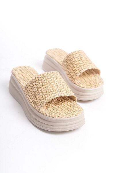MARSEDO Paulo Women's Open Toe Straw Wedge Heel Daily Slippers