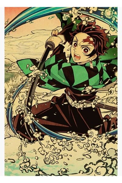 Jeronkarji Tanjiro Vintage Tablo Ahşap Poster Dekoratifnda