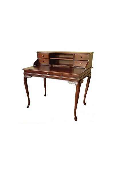 Wooding Mobilya 120 Cm Çekmeceli Ceviz Raflı Masif Çalışma Masası