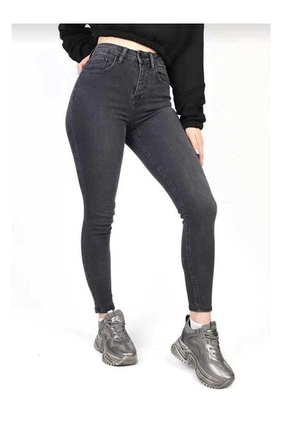 geenz manifacture Pantaloni skinny din lycra cu talie înaltă, antracit Tokyo