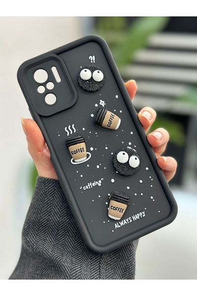 Go Aksesuar جراب سيليكون متوافق مع هاتف Xiaomi Note 10 4G وNote 10s مع تصميم لعبة البسكويت الأسود