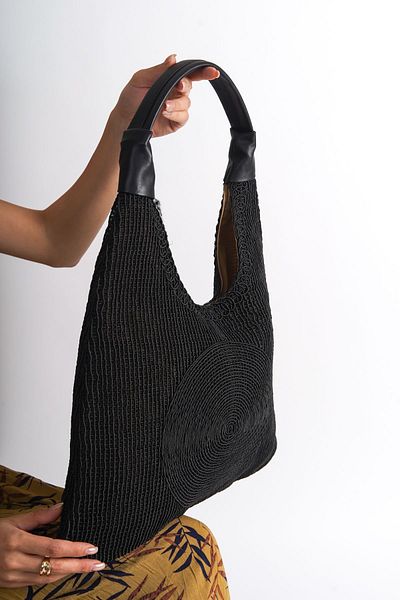 Redoxy Geantă de mână de zi cu zi cu curea rotundă, simplă și elegantă, tricotată, brodata