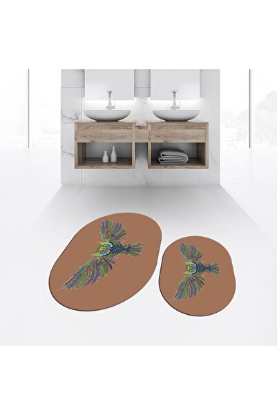 Hey Home قاعدة مطبوعة رقمية غير قابلة للانزلاق قابلة للغسل بيضاوية مزدوجة لحص...