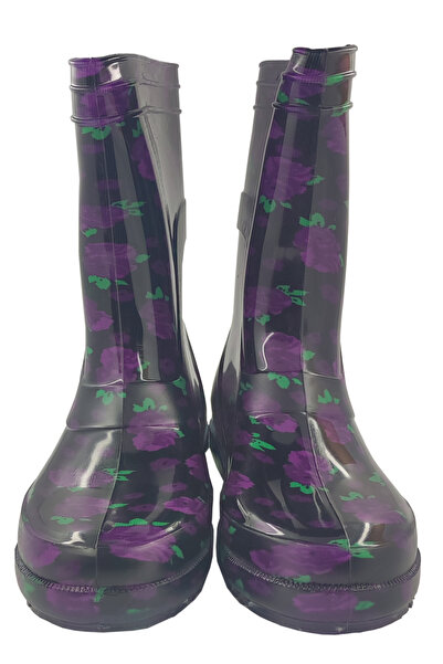 fafatara Παιδικές μπότες βροχής με μωβ λουλούδια - Αδιάβροχες