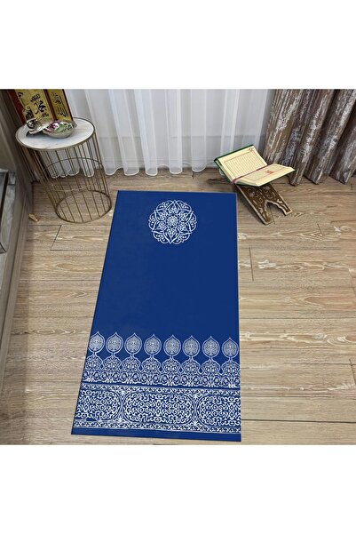 Hey Home سجادة صلاة مطبوعة رقمية قابلة للغسل، V-SECCADE-44-BLUE