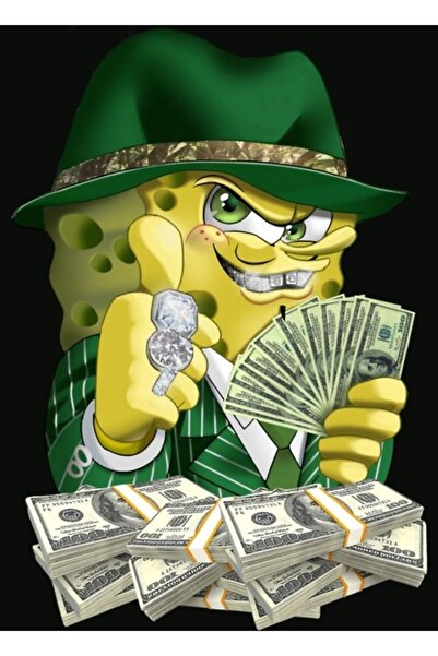 Jeronkarji Gangster Sünger Bob Tablo Ahşap Poster Dekoratif