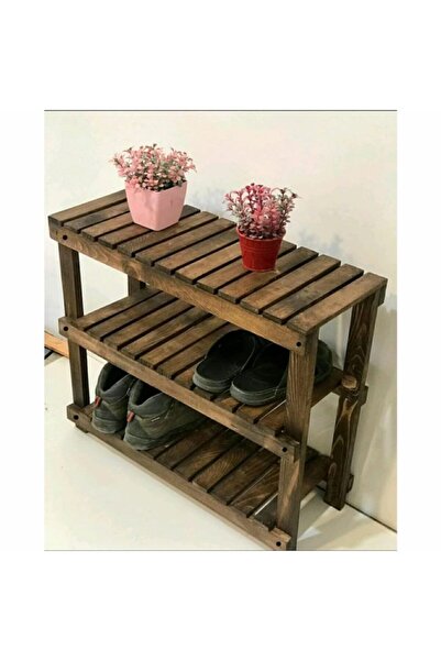 ALANDEKOR Dekoratif Katlı Ahşap Raf Portatif Ayakkabılık Çiçeklik Saksılık